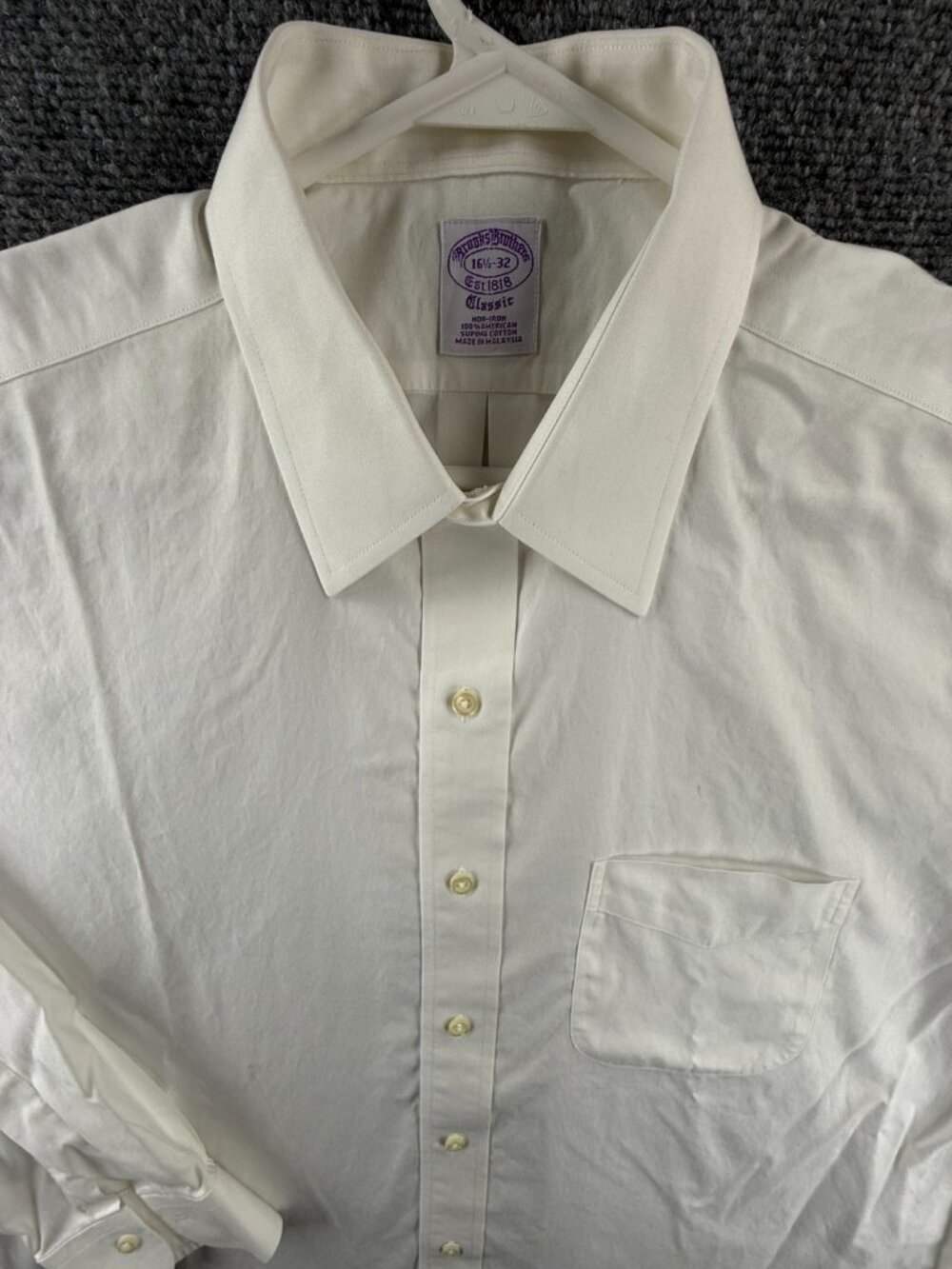 Brooks Brothers Cotton Point Non-Iron Classic 16.5 32 White Button Up Shirt Mens